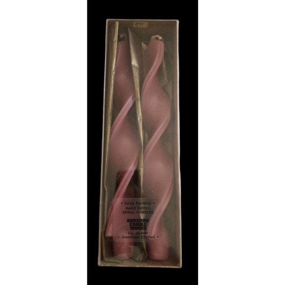Sunshine Candleworks Pink Hand Dipped Spiral Candle Unscented Pack of 2 - Picture 3 of 4